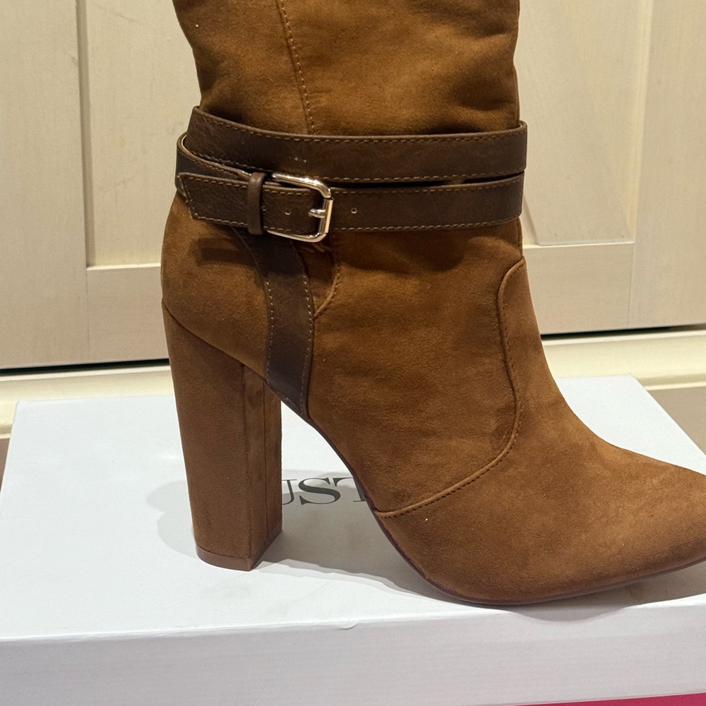 JustFab Tan and Brown Heeled Boots